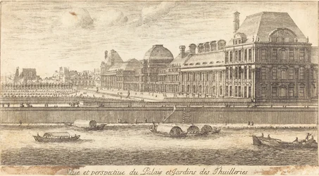 Uitzicht en perspectief van het paleis en de tuinen van de Tuilerieën