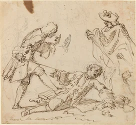 Drie mannen vechten