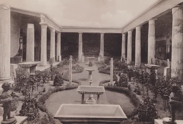 Casa Dei Vettii, Peristilio, Huis van de Vettii, de Peristyle (zw/w foto)