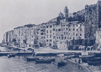 Italië: Golf van La Spezia, Portovenere (zwart-wit foto)