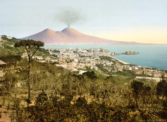 Uitzicht op Vesuvius over de Baai van Napels, 1890-1900