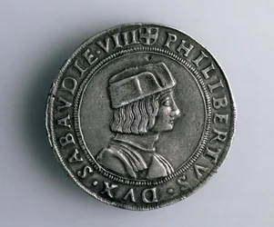 4-Teston munt (voorzijde) van Filibert II van Savoye (1497-1504), 15e-16e eeuw (zilver)