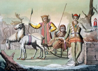 Een Yakuti sjamaan met gevolg, Siberië, ca. 1820-30