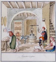 Een rustiek interieur in Cagliari, print ms. 258, Luzzetti Collectie