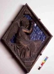 Allegorisch figuur, reliëftegel van de Campanile