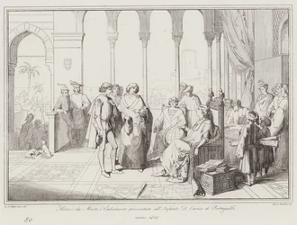 Alvise da Mosto, of Cadamosto gepresenteerd aan de Infante D Enrico van Portugal