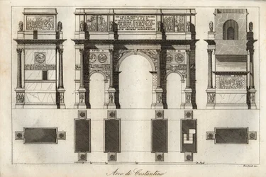 Boog van Constantijn in Rome (315 CE) - gravure uit 