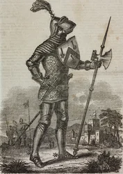 Pantser uit het tijdperk van koning Hendrik V van Engeland, illustratie uit 