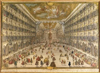 Bal ter ere van de geboorte van aartshertog Pietro Leopoldo van Oostenrijk, in het hertogelijk theater van Milaan