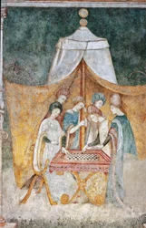 Bicocca degli Arcimboldi: 15e-eeuwse fresco, detail van het damspel