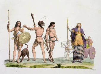 Britten, Caledoniërs en koningin Boudica, plaat 4 uit De geschiedenis van de naties