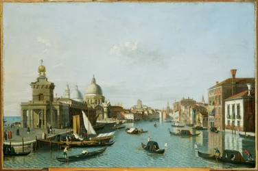 Omgeving Canaletto Venetië, Canale Grande met Dogana en Santa Maria della Salute (schilderij op doek)