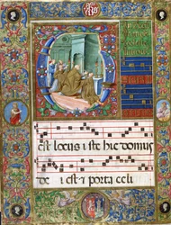 Koor miniatuur met Paus Alexander II die de Mis viert in de Abdij