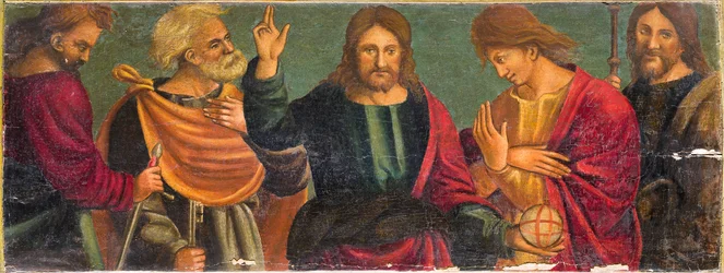 Christus met vier apostelen