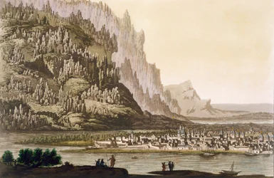 Stad Yakutsk aan de rivier de Lena, Oost-Siberië, ca. 1820-30