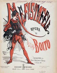 Omslag van de partituur van Mefistofele opera door Arrigo (Enrico) Boito.
