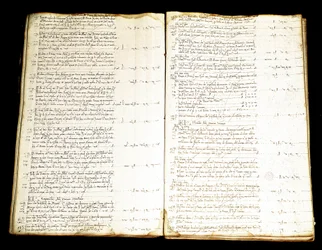 Dubbele pagina van een rekeningenregister van de Priuli-familie van de Venetiaanse adel, rijke handelaren met het Oosten