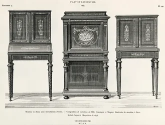 Ebbenhouten meubels door Hunsinger en Wagner, Parijs, illustratie uit L