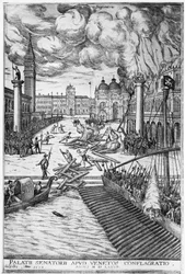 Brand in het Dogepaleis in Venetië