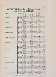 Eerste pagina van de ouverture voor de opera 