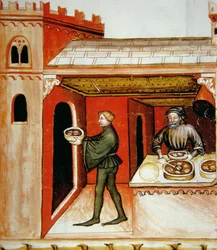 Vlees en zijn gelei, illustratie uit Tacuinum Sanitatis Codex Vindobonensis