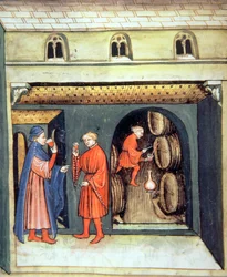 Oude fruitwijn, illustratie uit Tacuinum Sanitatis Codex Vindobonensis