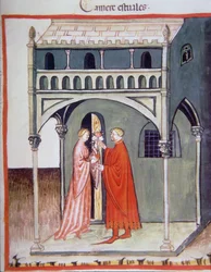Zomerkamer, illustratie uit Tacuinum Santiatis Codex Vindobonensis