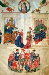 Oprichting van de Universiteit van Bologna door Keizer Theodosius II (408-450) en de privileges verleend door Paus Paulus II (1417-71)