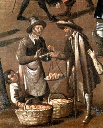 Fruitenverkoper en kleine dief (detail)