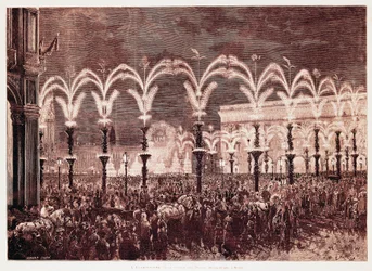 Gasverlichting op het Kathedraalplein in Milaan
