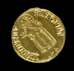 Gouden florijn (achterkant) met afbeelding van Johannes de Doper, Florentijns, 1252