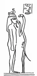 Illustratie uit Dizionario di mitologia egizia door Rodolfo Vittorio Lanzoni, 1881 (tekening)