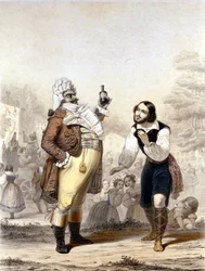 Luigi Lablache en Mario di Candia in een scène uit de opera Het Elixer van de Liefde