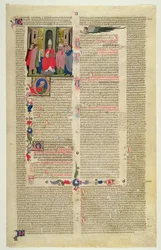 Marlay Cutting IT.3: Blad met miniatuur uit Gratians Decretum met de zaak van de bisschop beschuldigd van vleselijke zonde