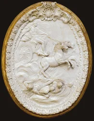 Een van een serie van vier Doccia gevormde ovale plaquettes, midden 18e eeuw