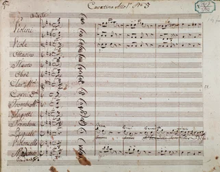 Pagina van muzikale partituur uit Act I van de opera 