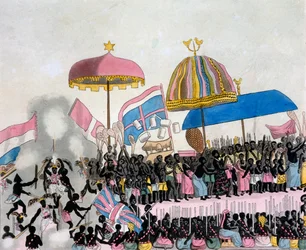 Panoramisch uitzicht op de Yam Custom, uit Costumi dei... door Giulio Ferrario, ca. 1820-30