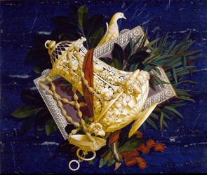Kan en bladeren (marqueterie van ingelegd marmer)