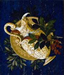 Kan en bladeren (marqueterie van ingelegd marmer)