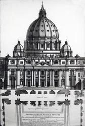 Plan van St. Pieter, Rome, gegraveerd door Alessandro Specchi