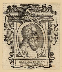Portret van Girolamo Da Carpi, Italiaanse schilder en decorateur die werkte aan het hof van het Huis van Este in Ferrara