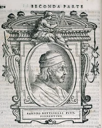 Portret van Sandro Botticelli (14445-1510) uit Vasaris Levens van de Kunstenaars, voor het eerst gepubliceerd in 1550