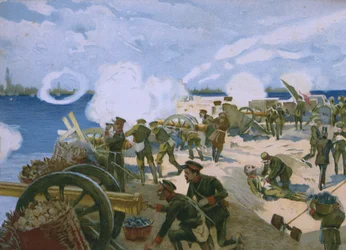 Opstand in Venetië, maart 1848, illustratie uit een album over de geschiedenis van Risorgimento gemaakt voor de chocolade Talmone, eind 19e eeuw