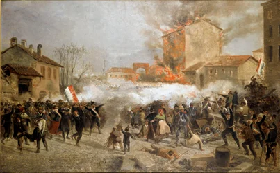 Revoluties van 1848, Vijf Dagen van Milaan: opstandelingen nemen porta Tosa over op 22 maart (schilderij)