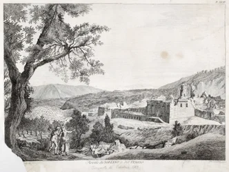 Ruïnes van Soriano Calabro en de tempel, Calabrië, 1783