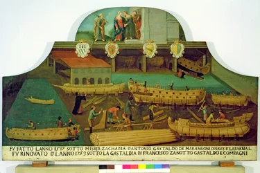Bord voor de familie Marangoni van scheepsbouwers, Venetiaans, 1517