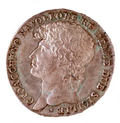 Zilveren munt (piastra) uit Napels: Joachim Murat (1767-1815), koning van Napels