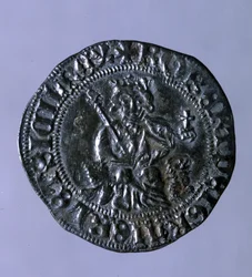 Zilveren munt geslagen ten tijde van koning van Napels Robert I van Anjou (1275-1343).