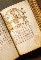 Zingende pagina met neumen. Manuscript van de Bolognese school. (MS.123-Folio 93r) 11e eeuw Rome, Biblioteca Angelica