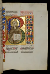 St Maurus met open boek